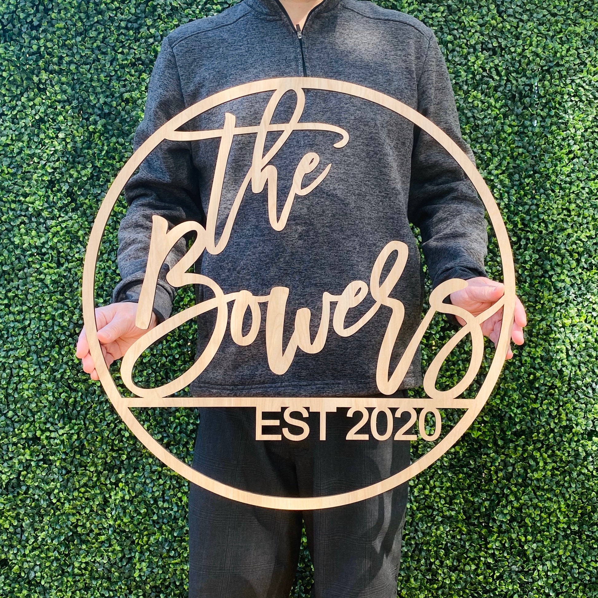 Custom Last Name Wood Sign with Est Date - Large Personalized Family Sign - Wedding Backdrop Decor