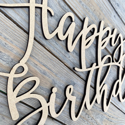 Happy Birthday Wood Sign - Custom Name Party Backdrop Decor - Large Birthday Banner - Sweet 16 or First Birthday Photo Prop