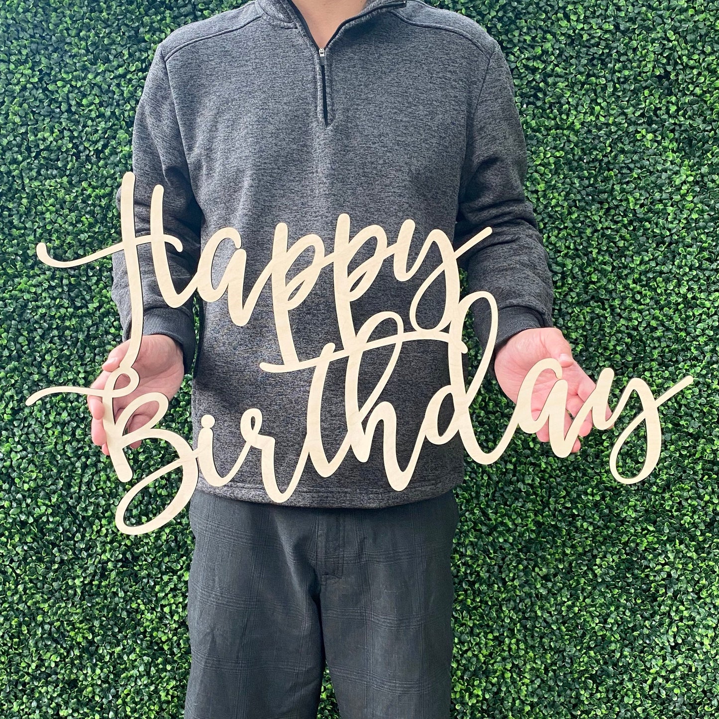 Happy Birthday Wood Sign - Custom Name Party Backdrop Decor - Large Birthday Banner - Sweet 16 or First Birthday Photo Prop