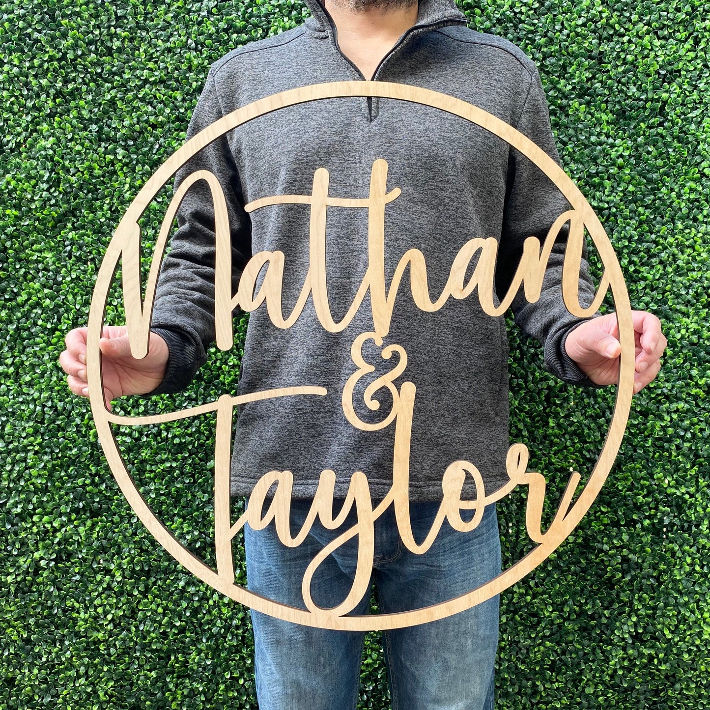 Laser Cut Wood Couple Name Sign - Engagement Custom Backdrop Party Decor - New Couple Christmas Gift Idea