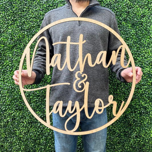 Laser Cut Wood Couple Name Sign - Engagement Custom Backdrop Party Decor - New Couple Christmas Gift Idea