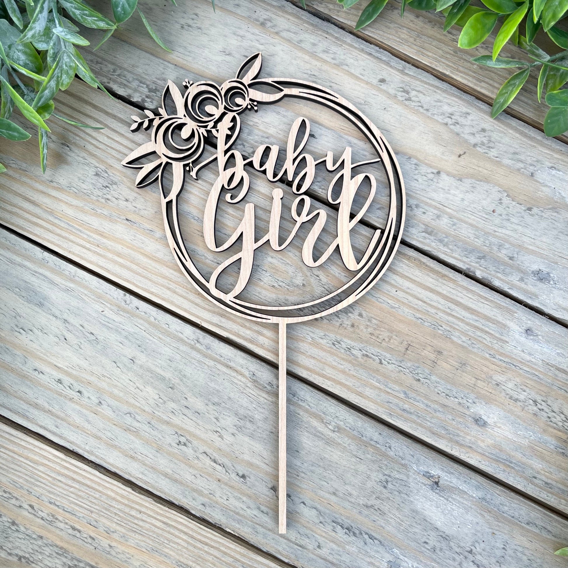 Floral Baby Girl Cake Topper - Elegant Baby Shower Decor - Baby Sprinkle Girl Celebration