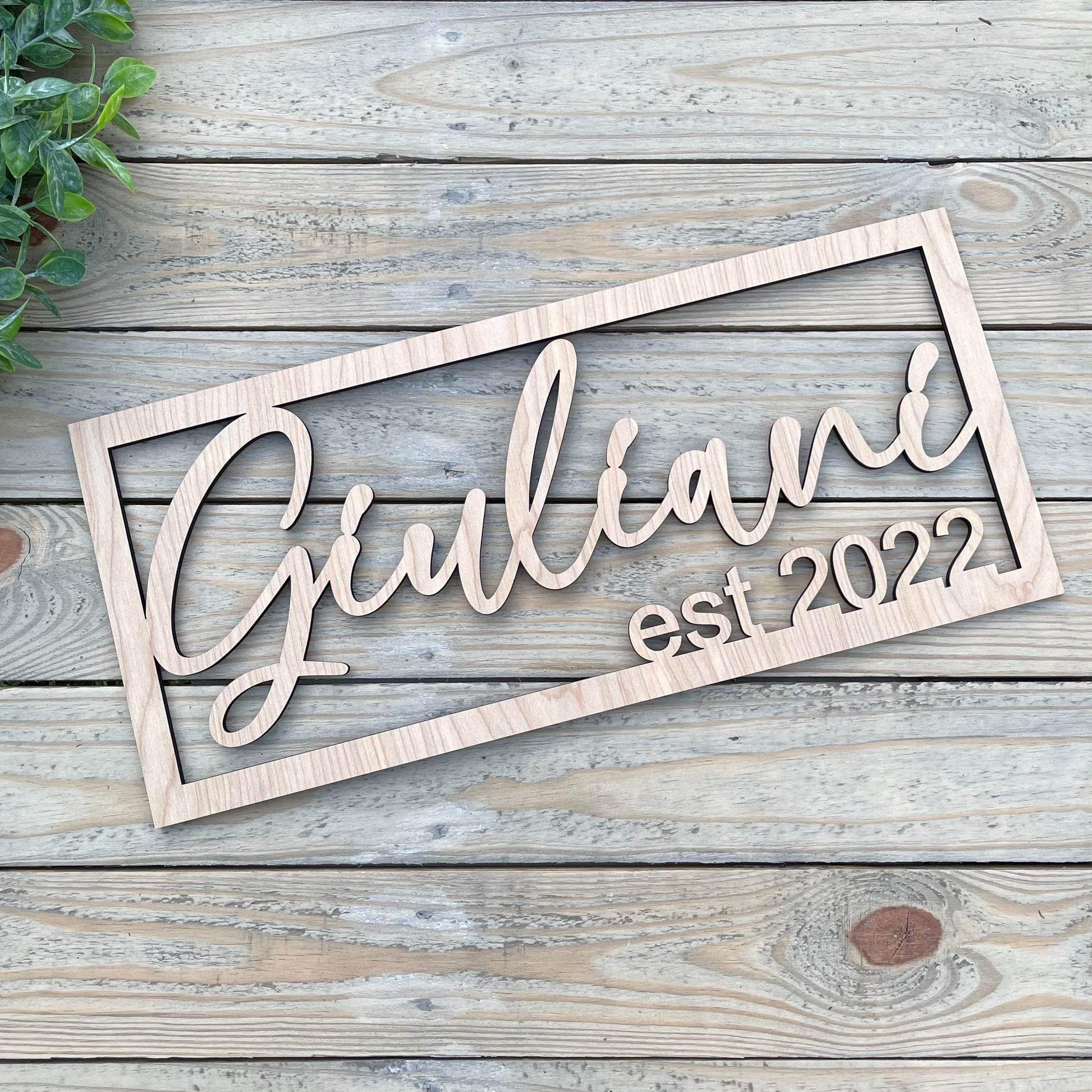 Script Family Name Sign with Established Date - Custom Logo 3D Layered Wood Sign - Wedding Gift - Business Signage
