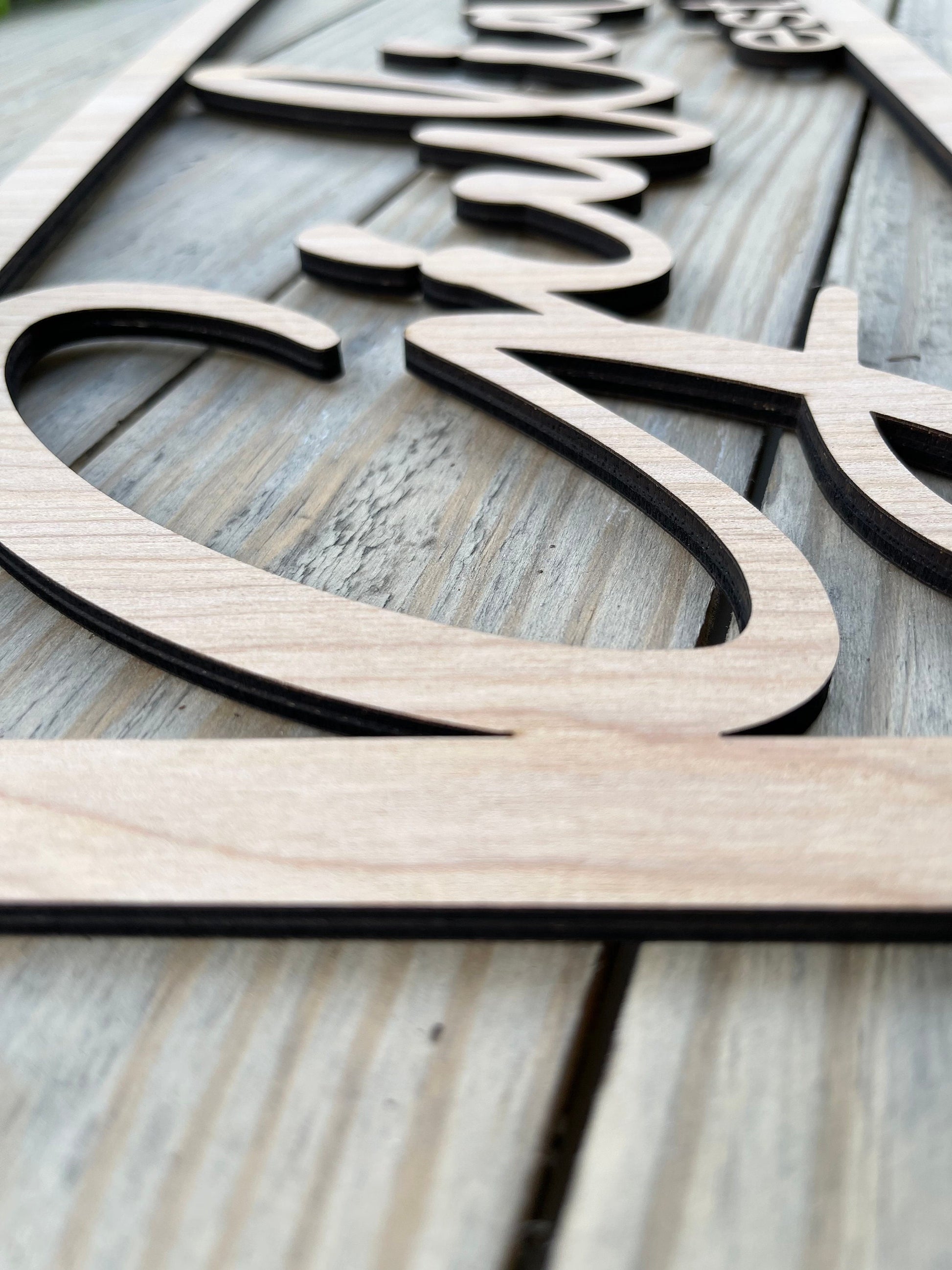 Script Family Name Sign with Established Date - Custom Logo 3D Layered Wood Sign - Wedding Gift - Business Signage