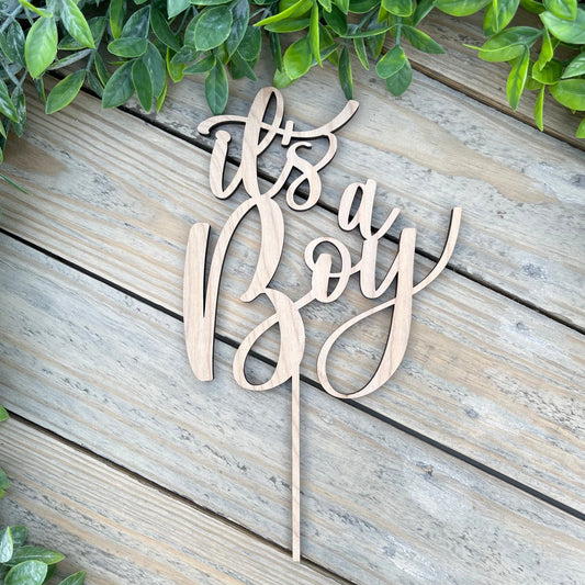 It's A Boy Cake Topper - Oh Boy Baby Shower Decoration - Gender Reveal Party Decor