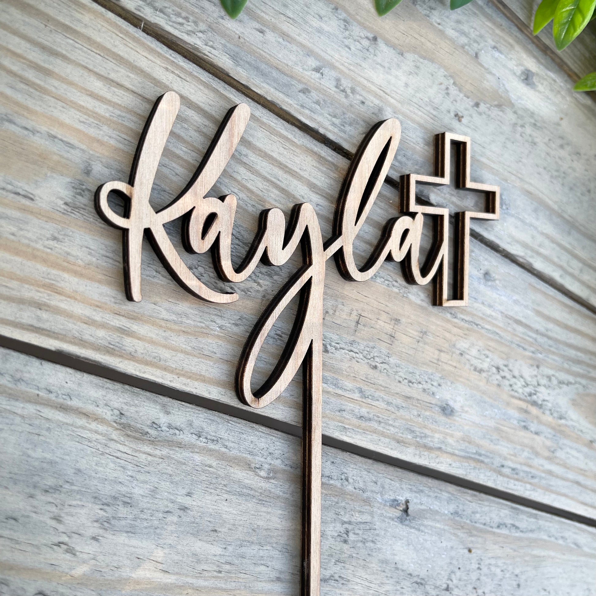 Custom Baptism God Bless Cake Topper - Personalized Communion Cross Sign - Baby's First Christening Decor