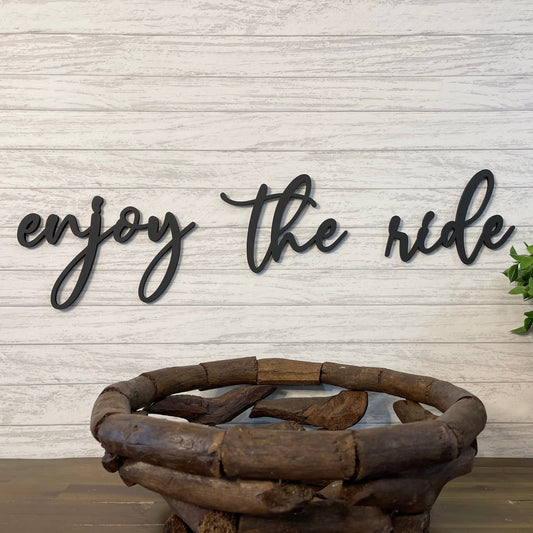 Enjoy The Ride Wood Cutout Sign - Cycling Room Decor Wall Art - Home Gym Wall Decor
