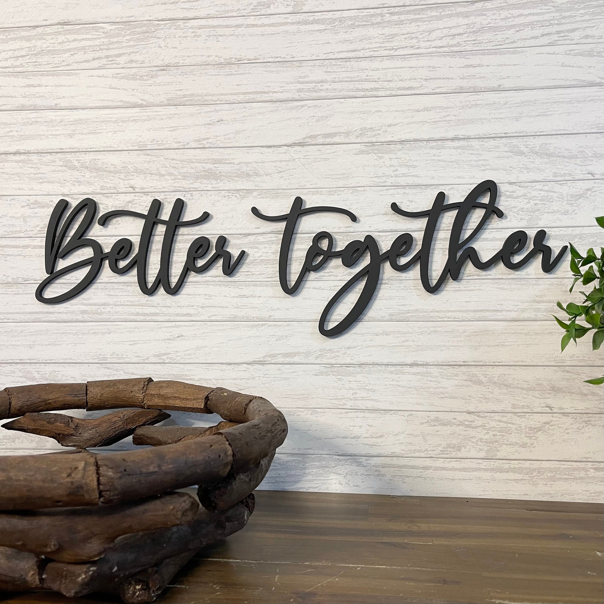 Better Together Wood Sign - Above Bed Master Bedroom Decor - Personalized Wedding or Anniversary Gift