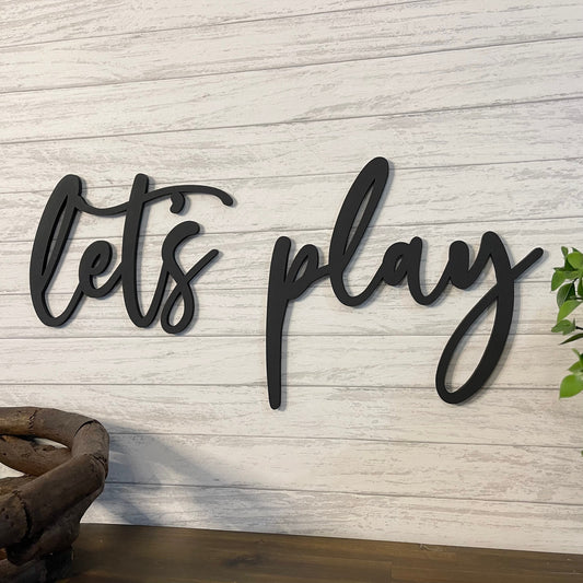 Let's Play Wood Sign - Playroom Wall Decor - Kids Room Play Area Ideas - Nursery Wall Letters