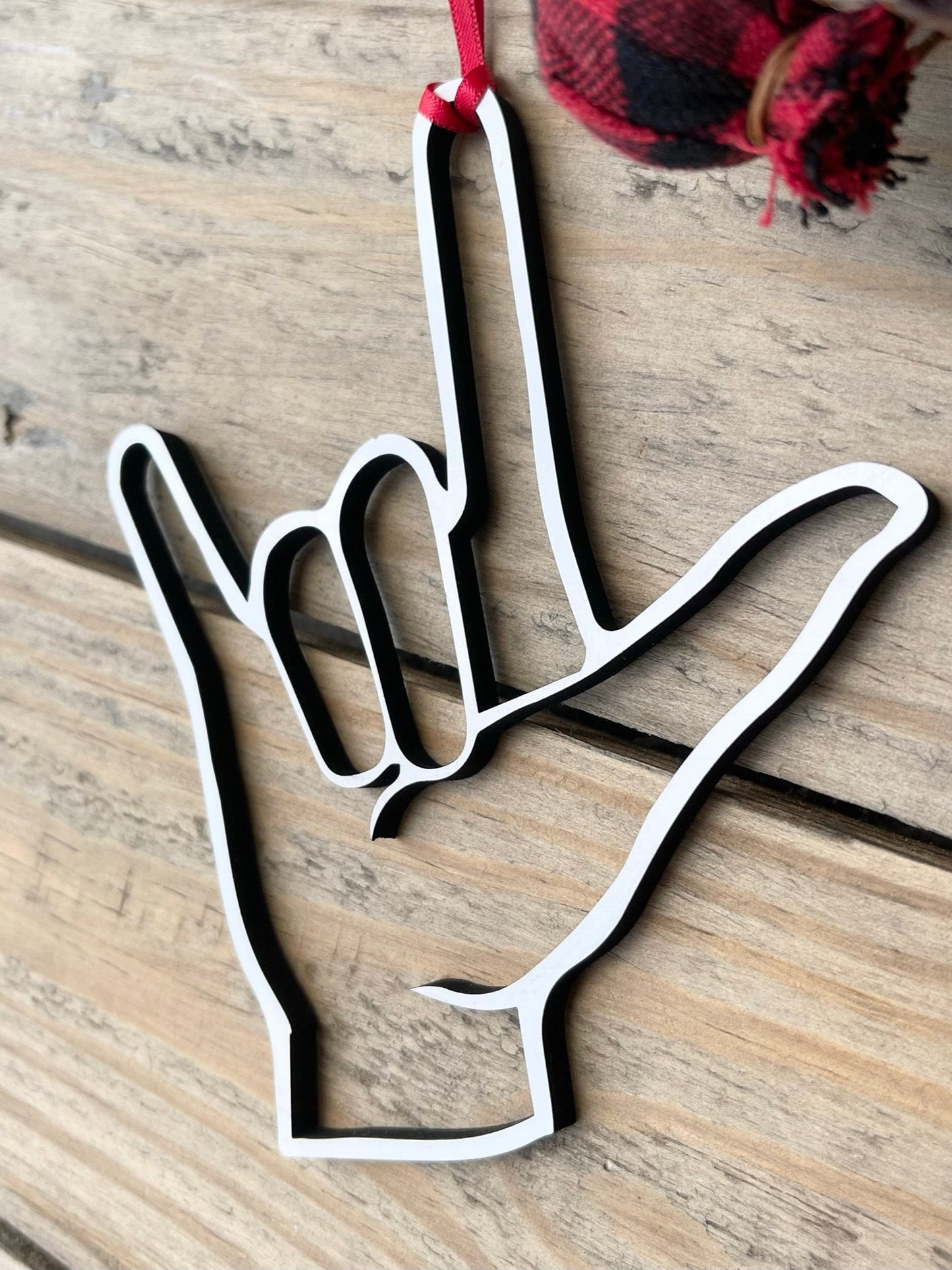 ASL I Love You Hand Christmas Ornament - American Sign Language Gift - Deaf Community ILY Gift