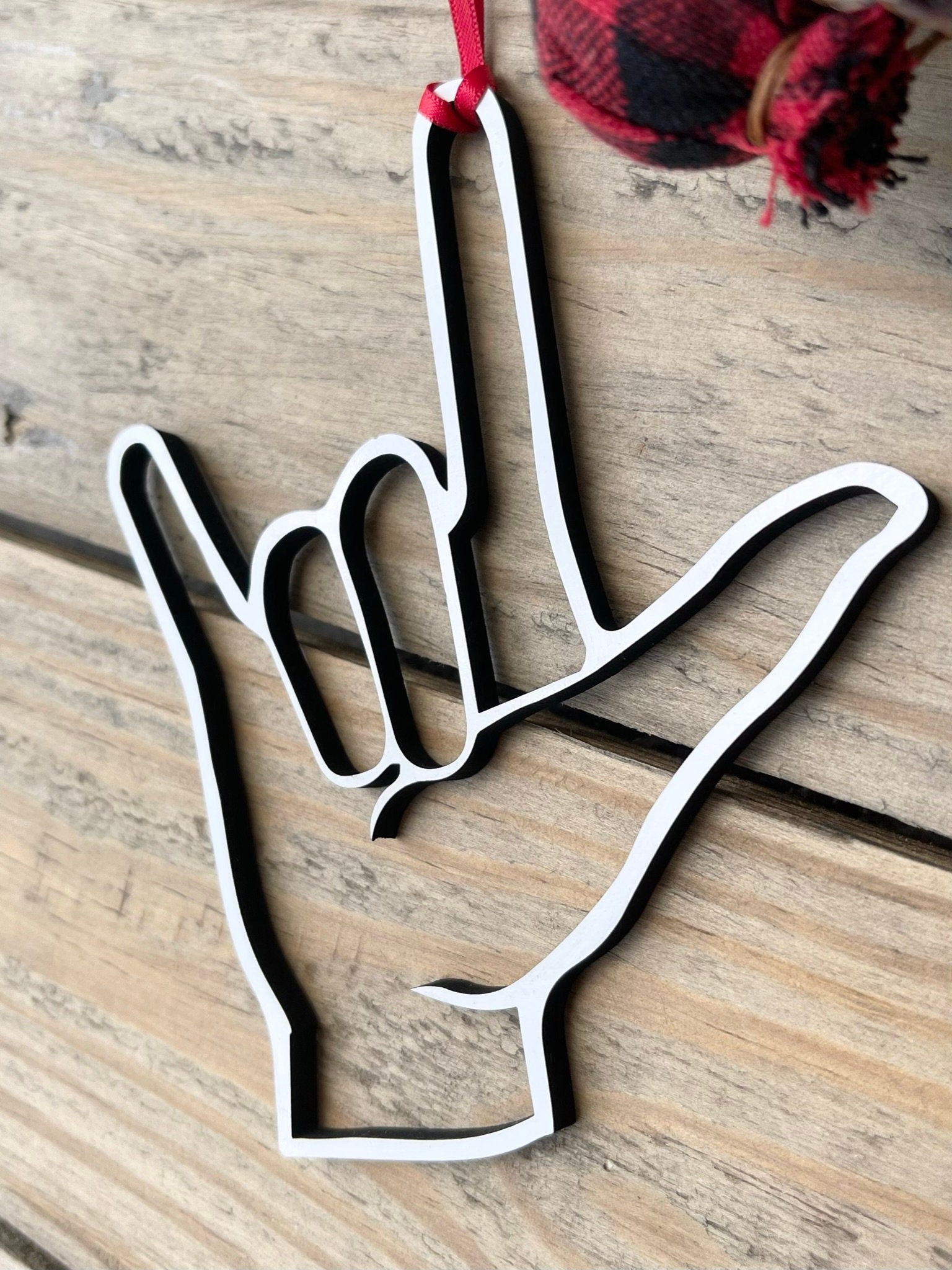 ASL I Love You Hand Christmas Ornament - American Sign Language Gift - Deaf Community ILY Gift