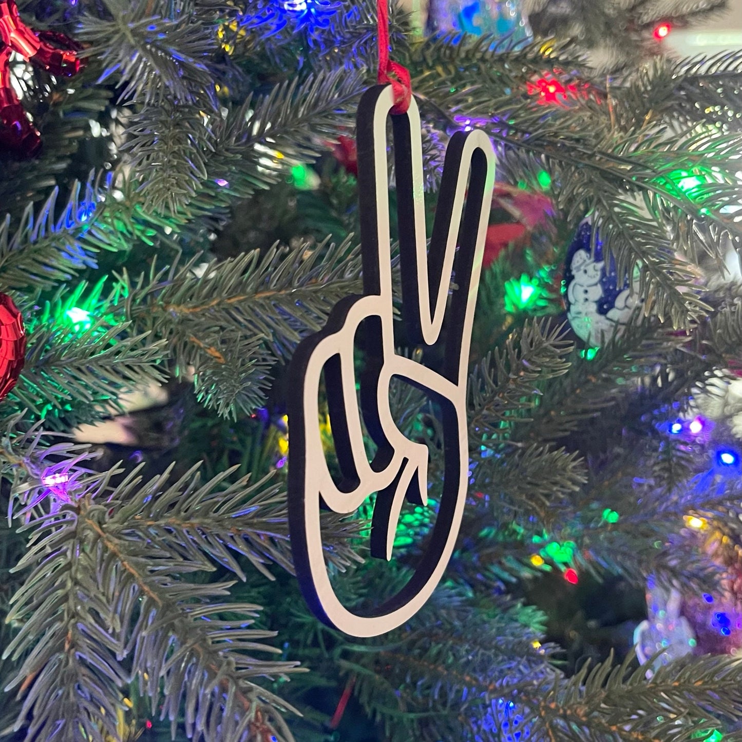 2025 Peace Sign Christmas Ornament - Retro Hippie Boho Christmas Decor - Vintage 70s Holiday Gift