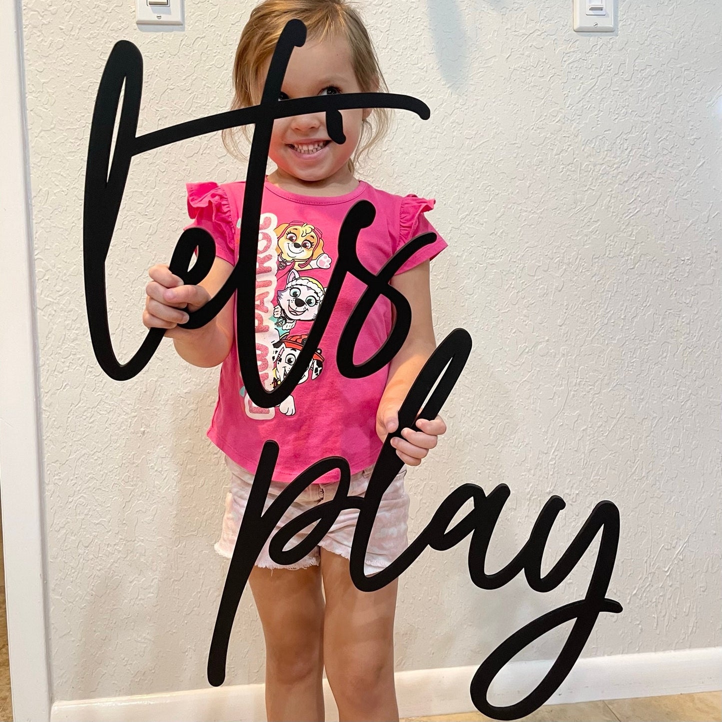 Let's Play Wood Sign - Playroom Wall Decor - Kids Playroom or Nursery Sign