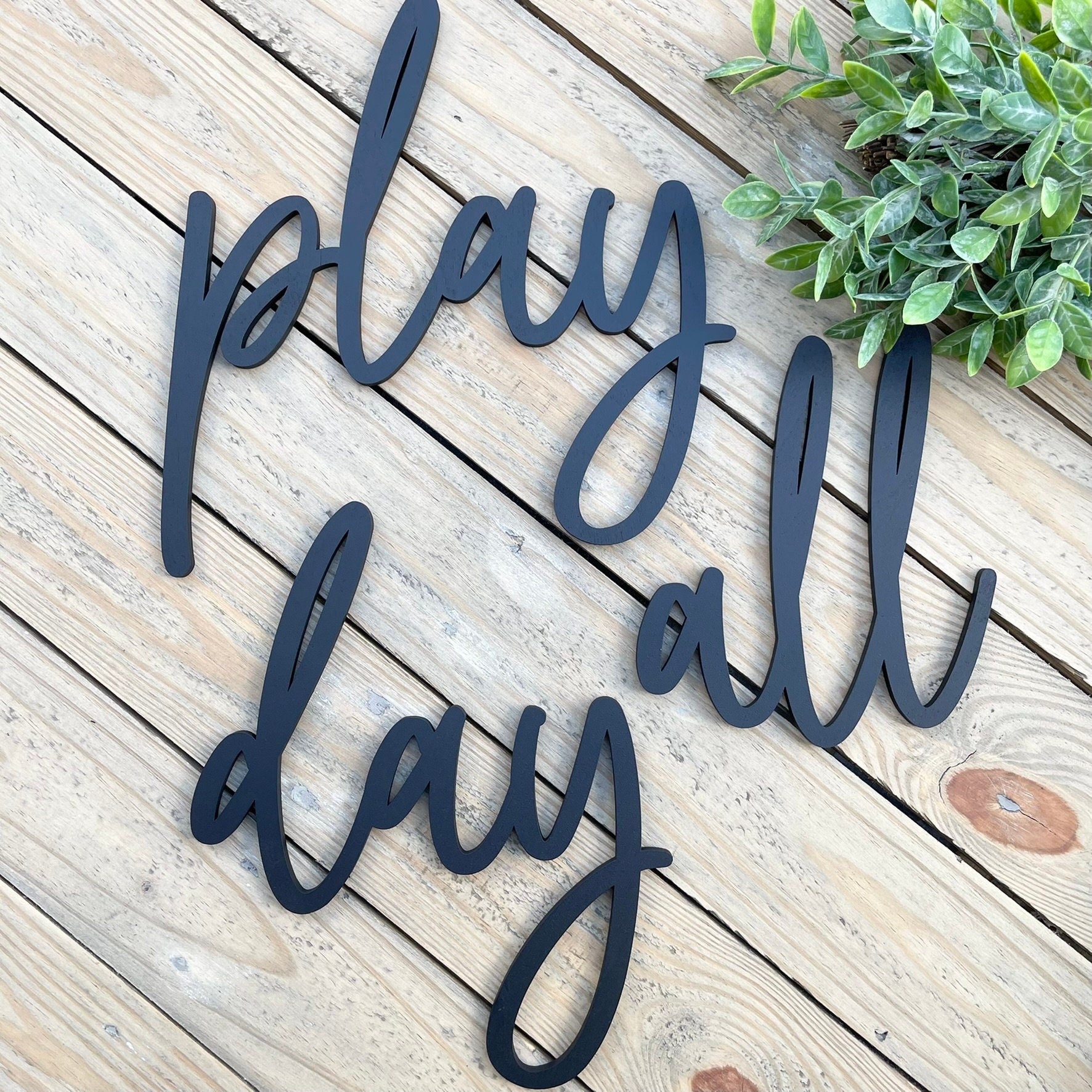Play All Day Wood Sign - Kids Playroom Decor - Toy Room Space Decor - Toddler Nursery Art Gift