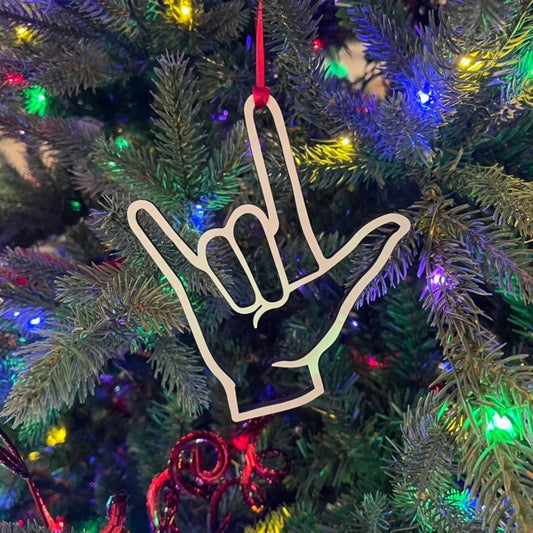 ASL I Love You Hand Christmas Ornament - American Sign Language Gift - Deaf Community ILY Gift
