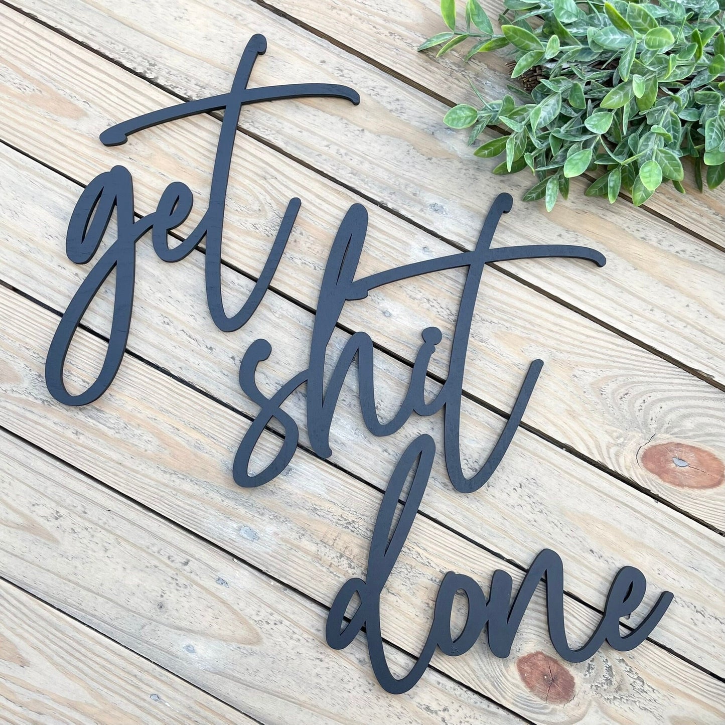 Get Shit Done Motivational Sign - Entrepreneur Motivational Office Decor - Inspirational Quotes - Uplifting Gift For Best Friend