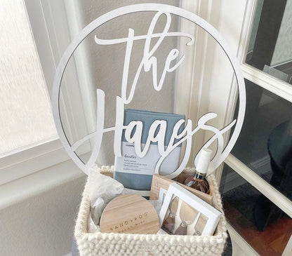 Custom Circle Name Sign - Large Wedding Backdrop Sign - Personalized Name Sign For Events