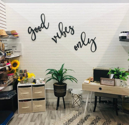 Good Vibes Only Wood Sign - Inspirational Positive Sign for Office - Positive Affirmation Dorm Decor