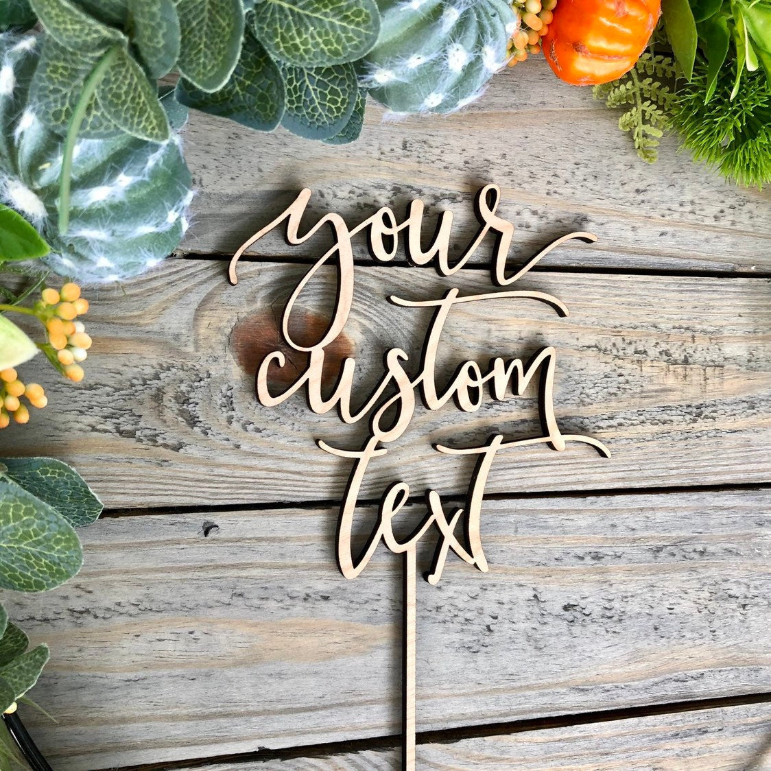 Custom Text Cake Topper - Metallic Gold Party Decor - Personalized Text For Cake topper - Custom Birthday Text