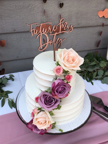 Future Mrs Cake Topper with Name - Rose Gold Bridal Shower Acrylic Topper - Miss to Mrs Cake Topper Personalized