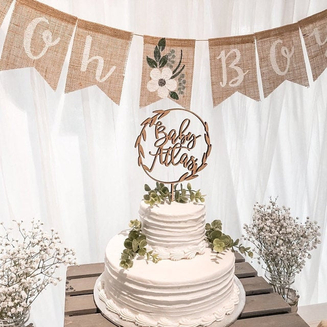 Personalized Baby Shower Cake Topper - Custom Name Decoration - Baby Girl or Boy Cake Decorations