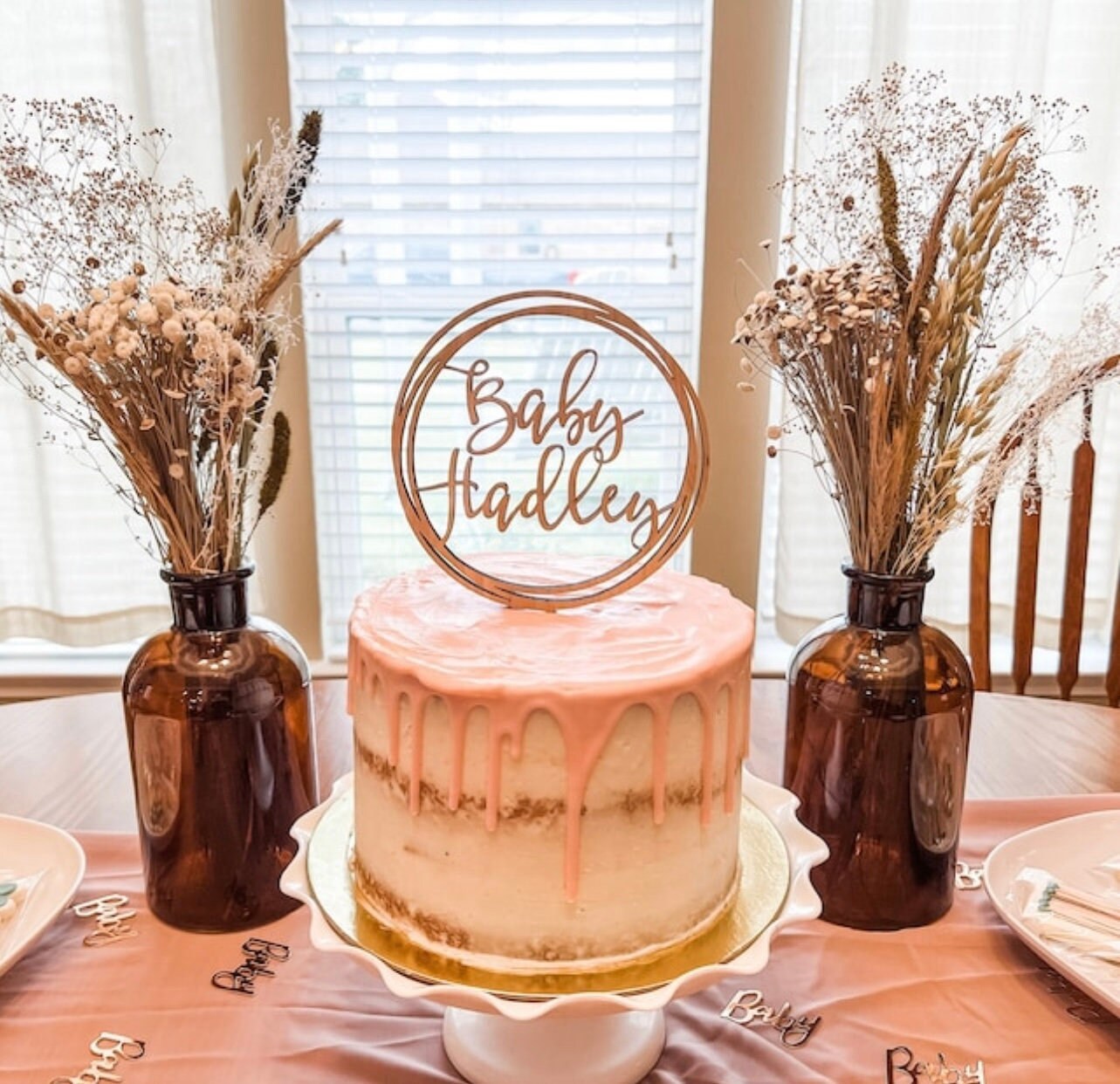 Personalized Baby Shower Cake Topper - Baby Name Topper Decor - New Baby Announcement