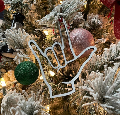 ASL I Love You Hand Christmas Ornament - American Sign Language Gift - Deaf Community ILY Gift