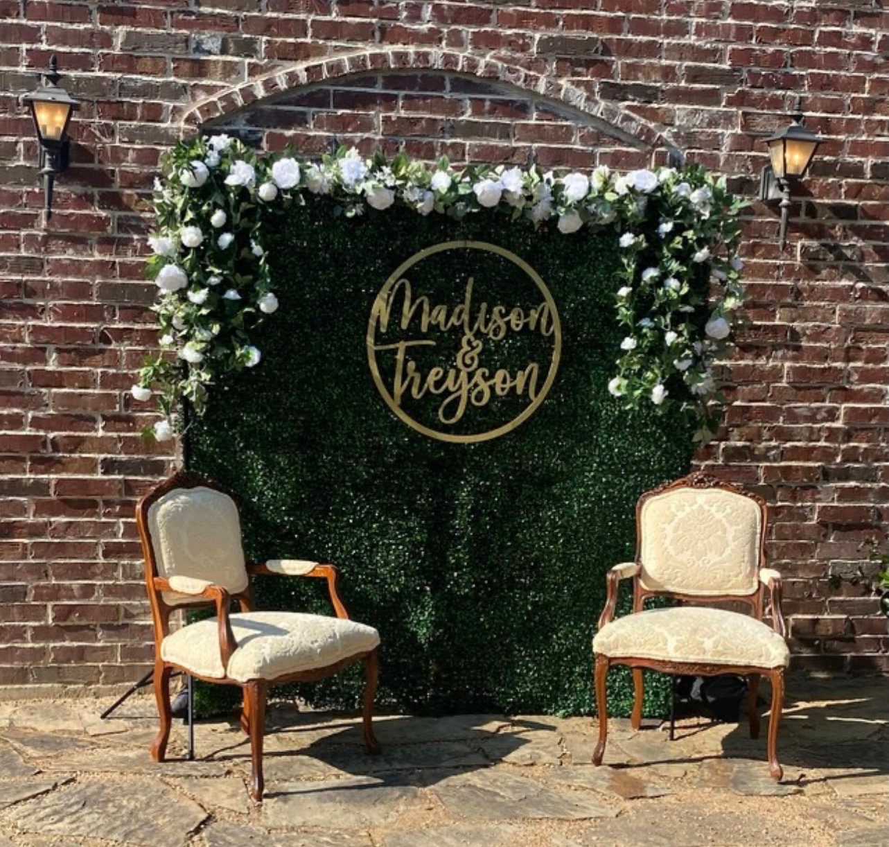 Personalized Little Girl Circle Name Sign - First & Middle Name Wood Sign - 3D Raised Letters - Rose Gold Boho Floral Baby Girl Gift