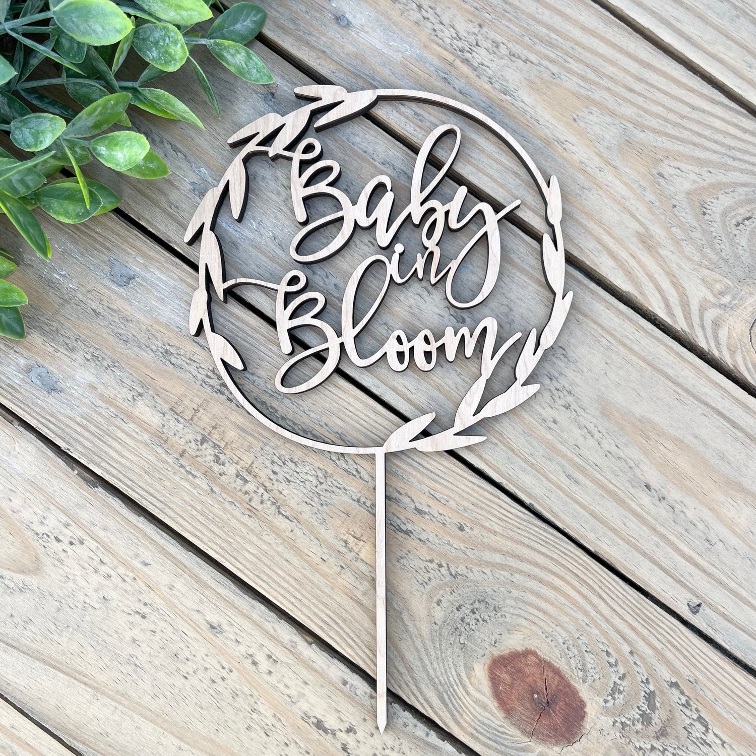Baby In Bloom Cake Topper - Floral Baby Shower Decor - Baby Announcement Party Sign - Boho Wildflower Oh Baby Topper