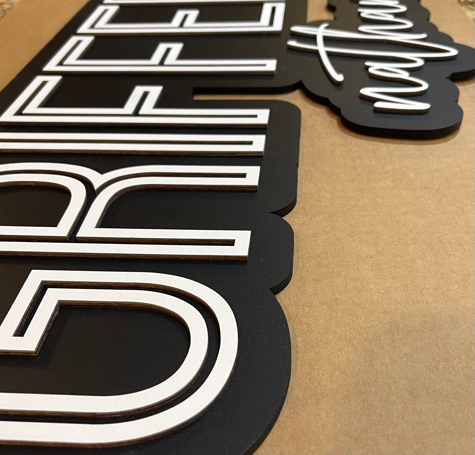 Personalized Boy Name Sign Wood - 3D Raised Letters - Baby Boy Nursery Decor - Above Crib Wall Art - Woodland Mountain Safari Kids Room Sign