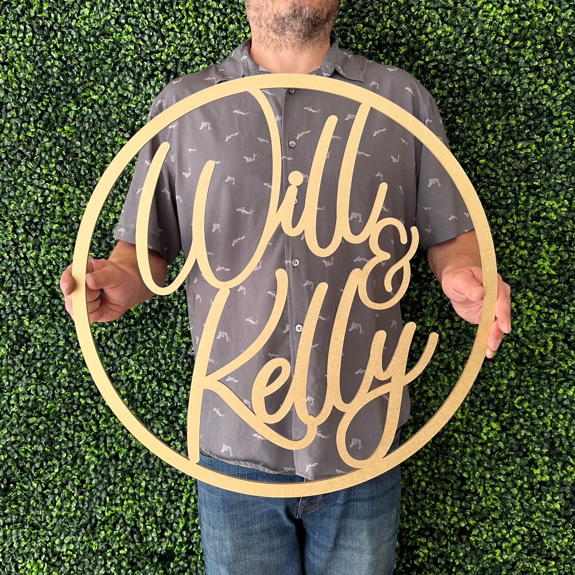 Two Names Wood Sign in Script Font - Sweetheart Table Decor - Personalized Couples Names - Anniversary Wedding Keepsake Gift