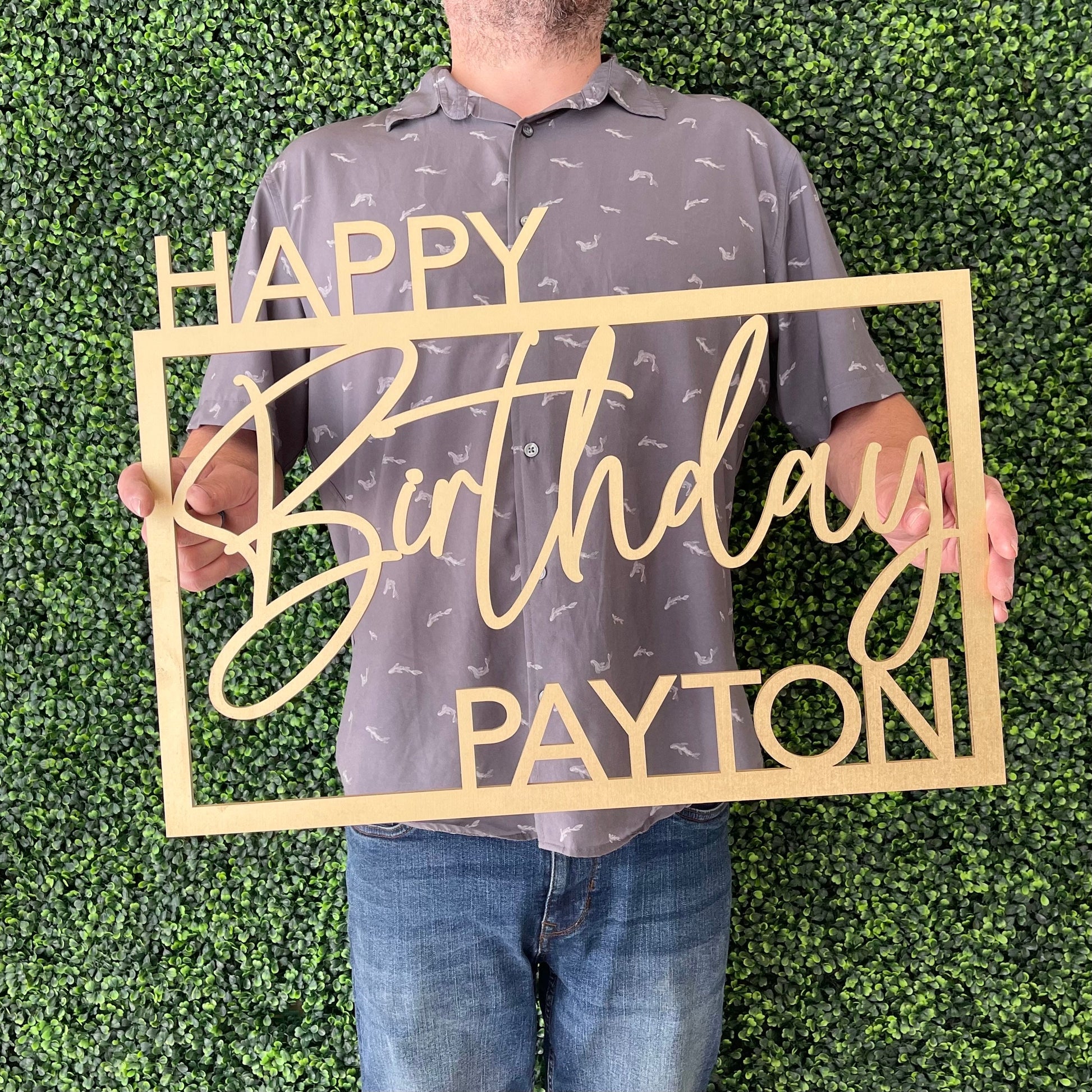 Happy Birthday Sign with Name - First Birthday Photo Backdrop Decor - Special Milestone Birthday Celebration - Kids & Adults Birthday Decor