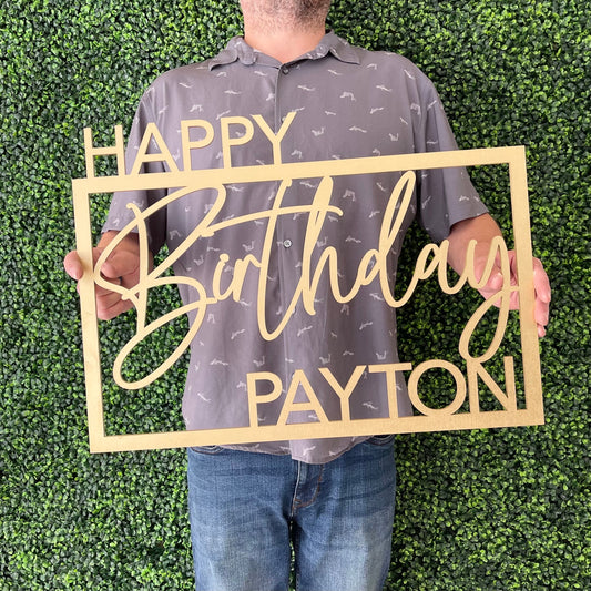 Happy Birthday Sign with Name - First Birthday Photo Backdrop Decor - Special Milestone Birthday Celebration - Kids & Adults Birthday Decor