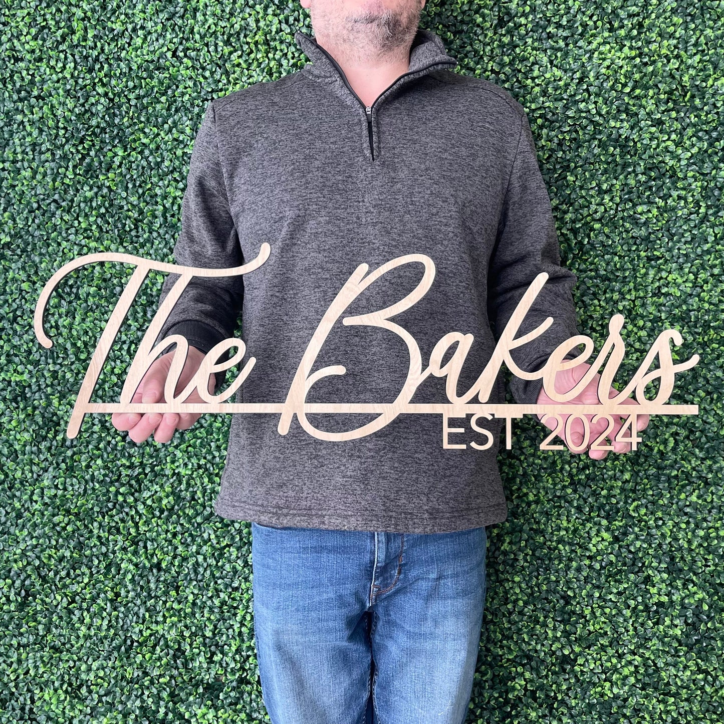 Custom Last Name Wood Sign With Est Date, Anniversary Engagement Gift For Couple