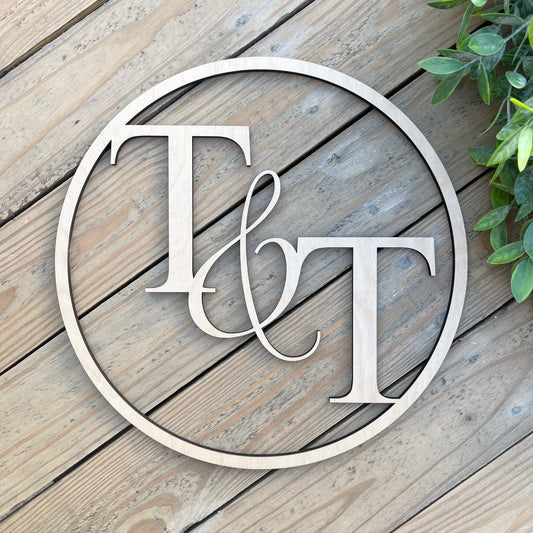 Laser Cut Wood Initials Sign - Personalized Monogram Wedding Decor - Large Initials For Wedding - Sweetheart Table Sign - Anniversary Gift