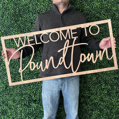 Welcome To Poundtown Sign - Funny Adult Humor Bedroom Wall Decor - Explicit Novelty Gift