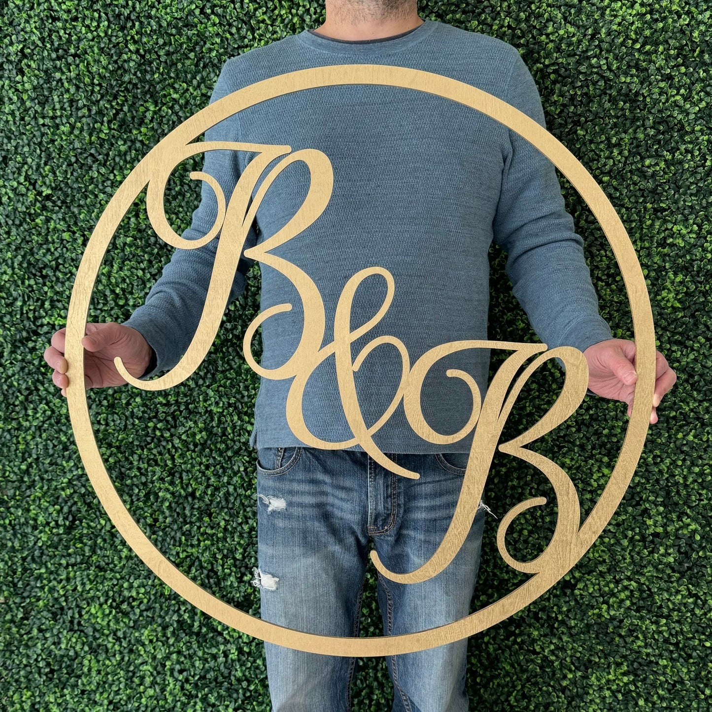 Cursive Initials Wood Sign - Two Letter Monogram - Sweetheart Table Decor - Mr & Mrs Script Personalized Gift