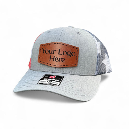 Custom Logo Leatherette Patch Trucker Hat - Personalized Business Company Hat - Corporate Gift Bulk - Groomsmen Bachelor Party