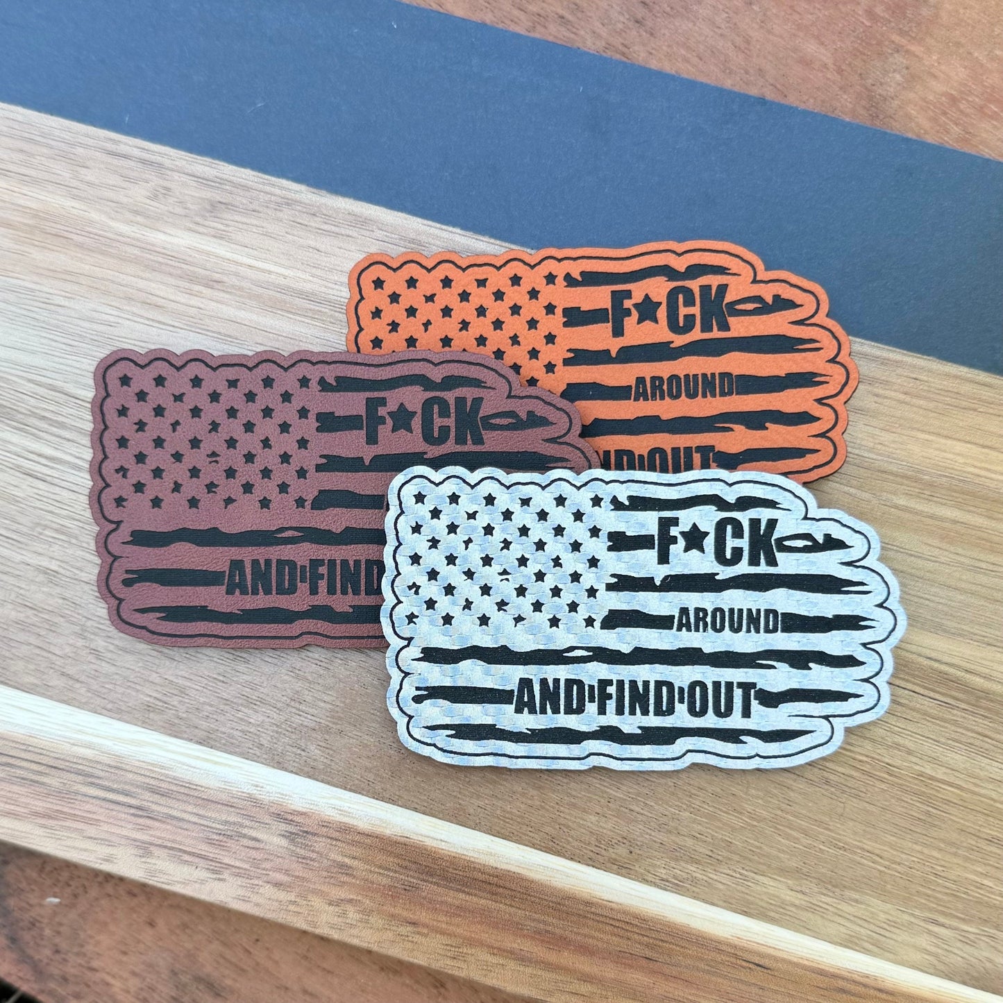 Fuck Around And Find Out Engraved Patch, Wholesale patches for hats
