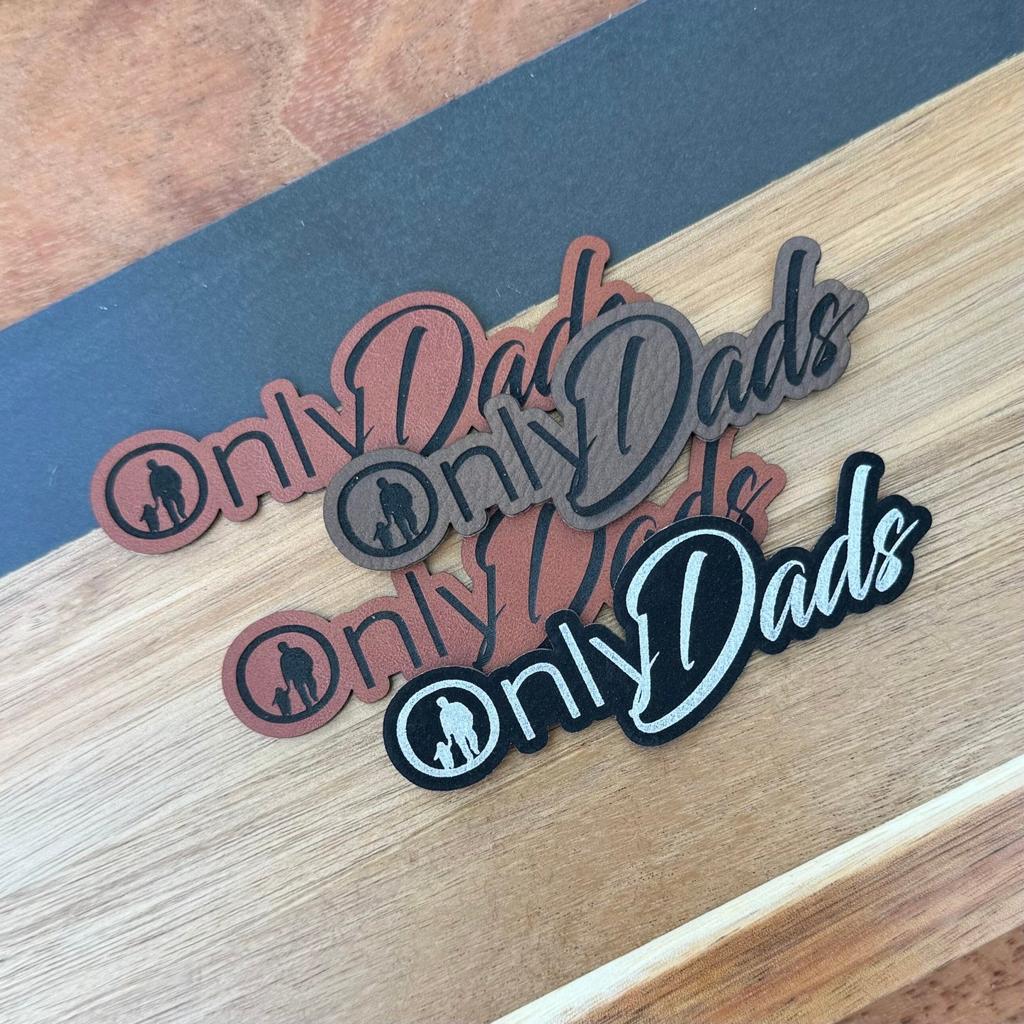 Only Dads Patch, Carbon Silver Engraved Leatherette, Wholesale patches