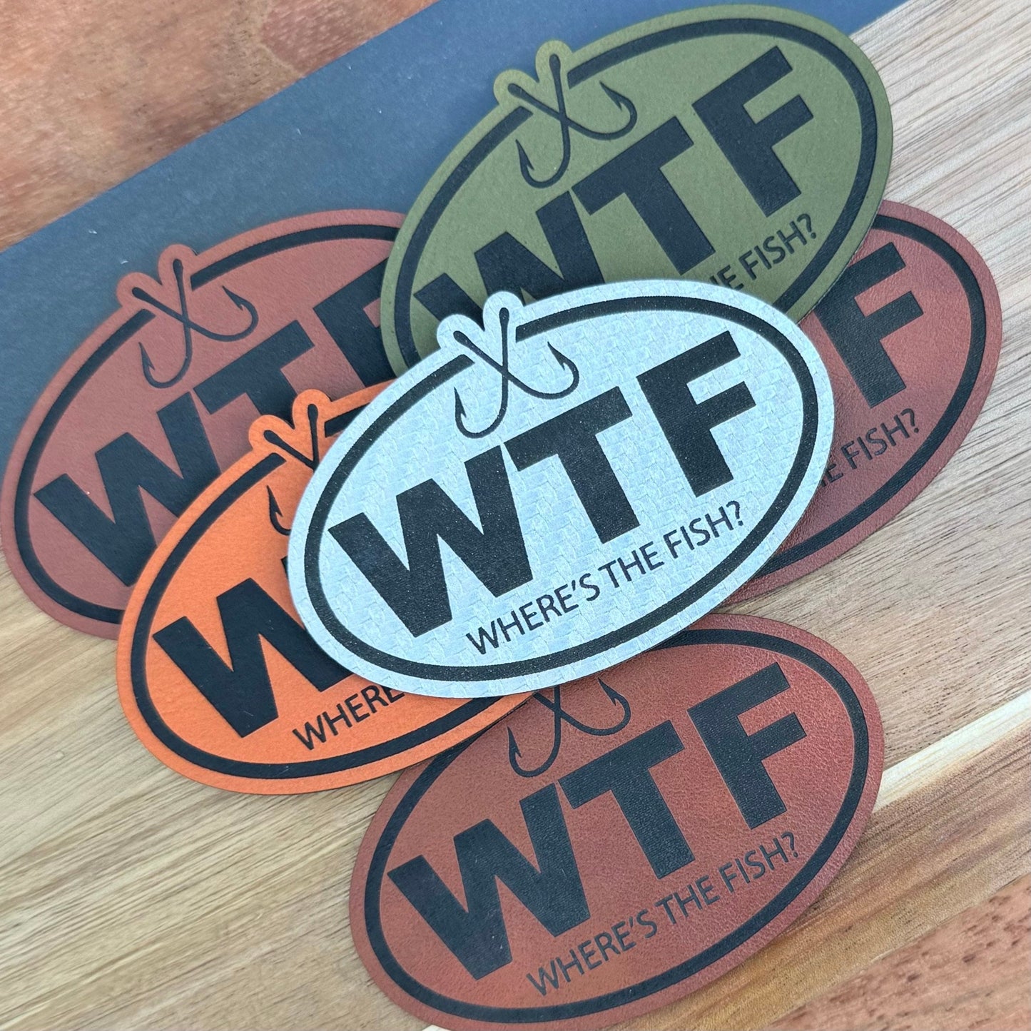 WTF Where's The Fish Hat Patch, Engraved Patches for Hats, Fishing Wholesale Patches