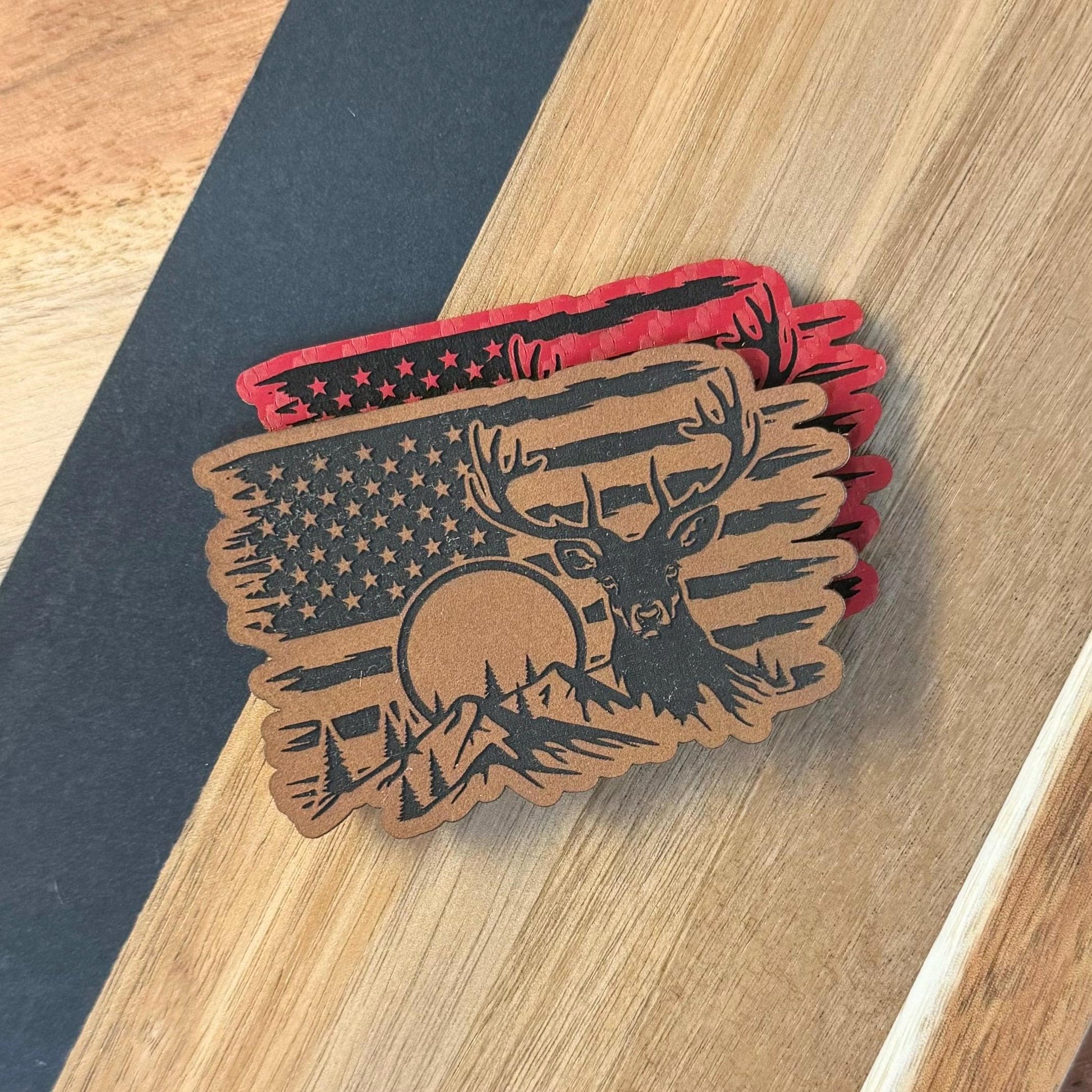 USA Flag Deer Patch: Patriotic Hunting Hat, Custom Engraved