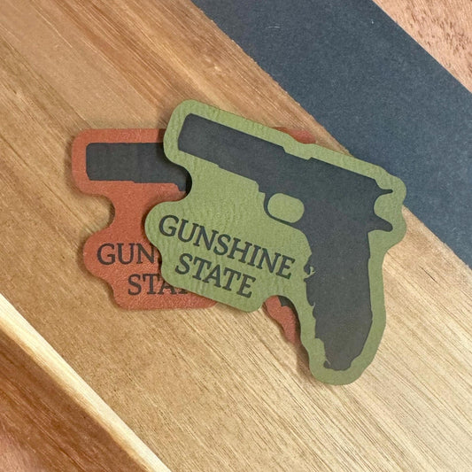 Gunshine State Florida Pistol Patch - Engraved Leatherette Iron On