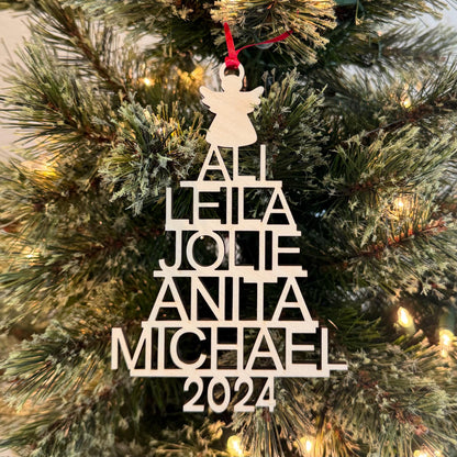 Personalized Family Tree Ornament 2025 - Custom Christmas Ornament with All Names - Keepsake Holiday Gift