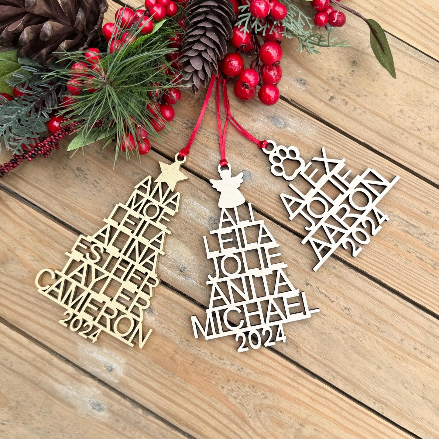Personalized Family Tree Ornament 2025 - Custom Christmas Ornament with All Names - Keepsake Holiday Gift