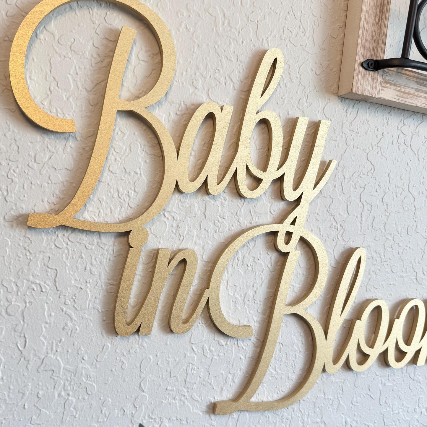 Baby In Bloom Wood Sign - Floral Baby Shower Decor - Botanical Nursery Name Sign - Oh Baby Backdrop