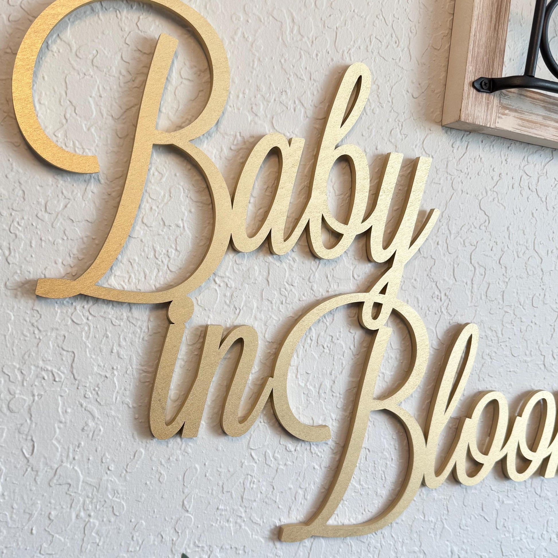Baby In Bloom Wood Sign - Floral Baby Shower Decor - Botanical Nursery Name Sign - Oh Baby Backdrop