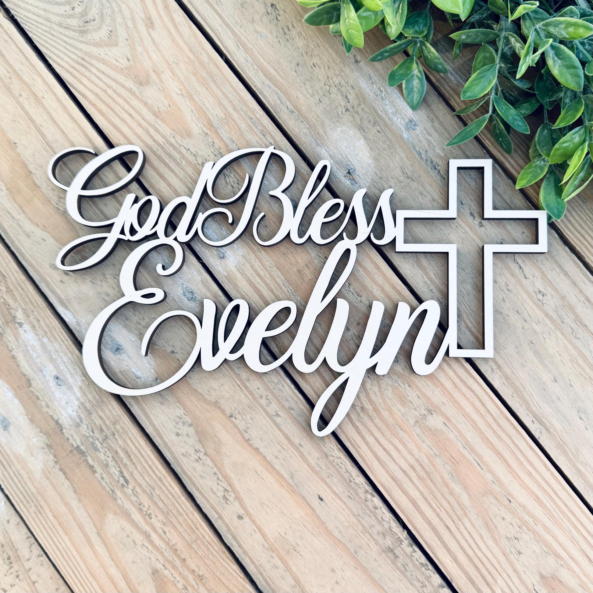 Custom God Bless Baptism Sign - Christening Keepsake - First Communion Sign - Baby Dedication Sign