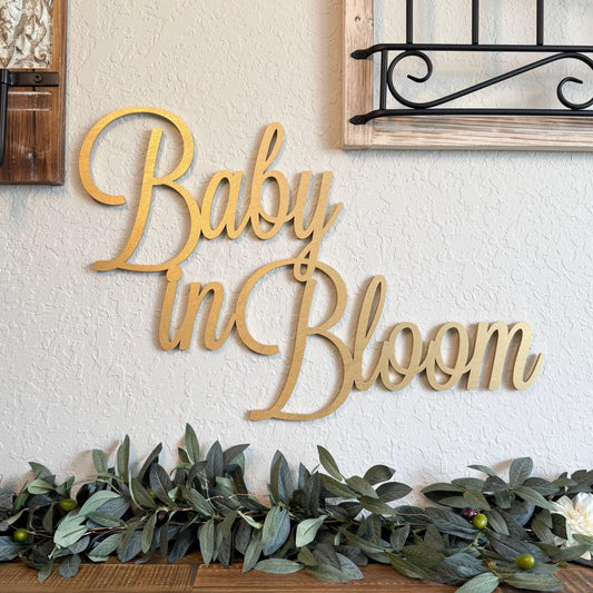 Baby In Bloom Wood Sign - Floral Baby Shower Decor - Botanical Nursery Name Sign - Oh Baby Backdrop
