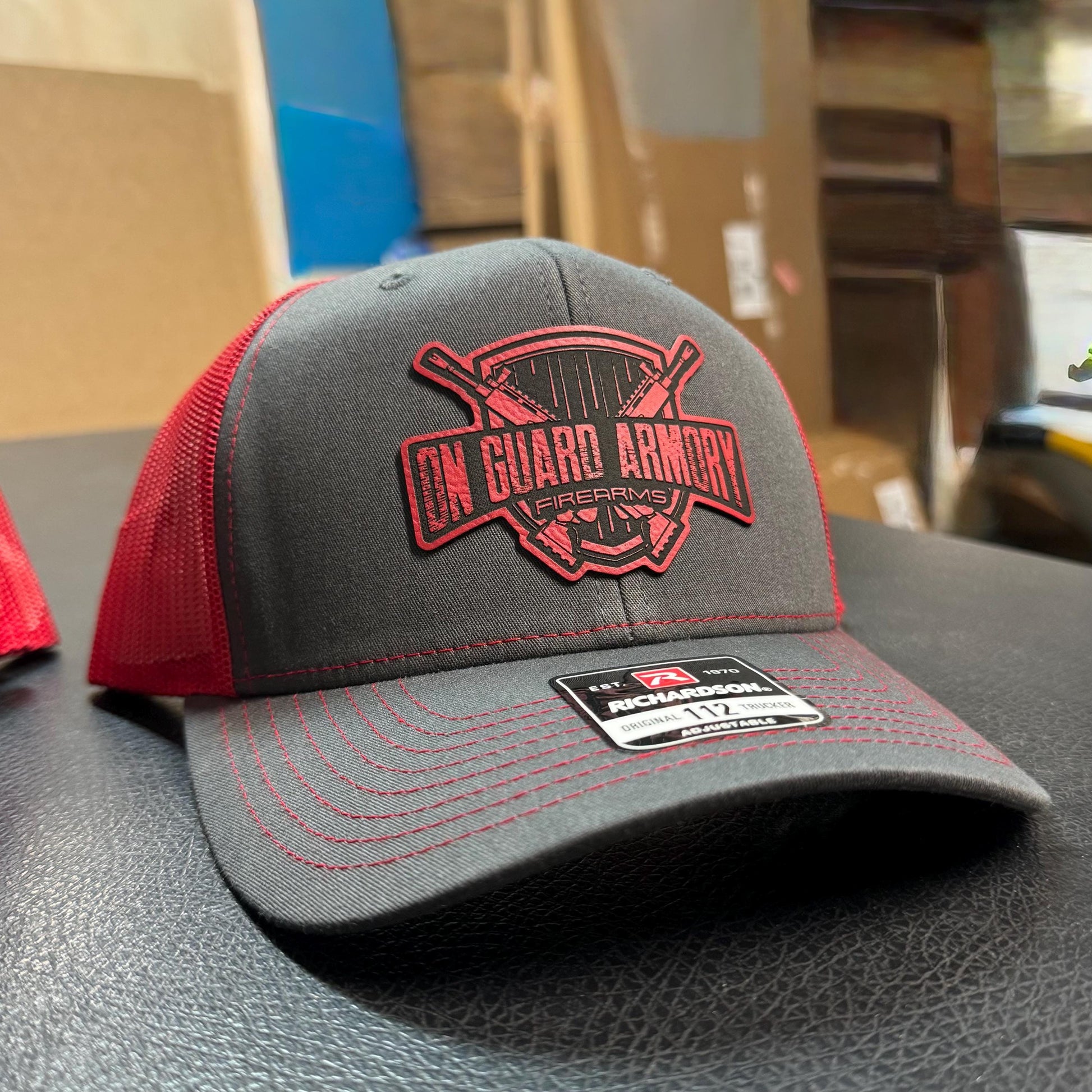 Bulk Custom Engraved Logo Hats - Engraved Leather Patch Trucker Hats - Wholesale Corporate Business Branding Hats - Company Gifts